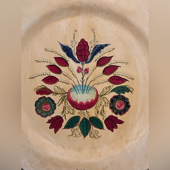 Vintage Rosemaling 15”Wood Plate Folk Art Hand Painted - Picture 2 of 6